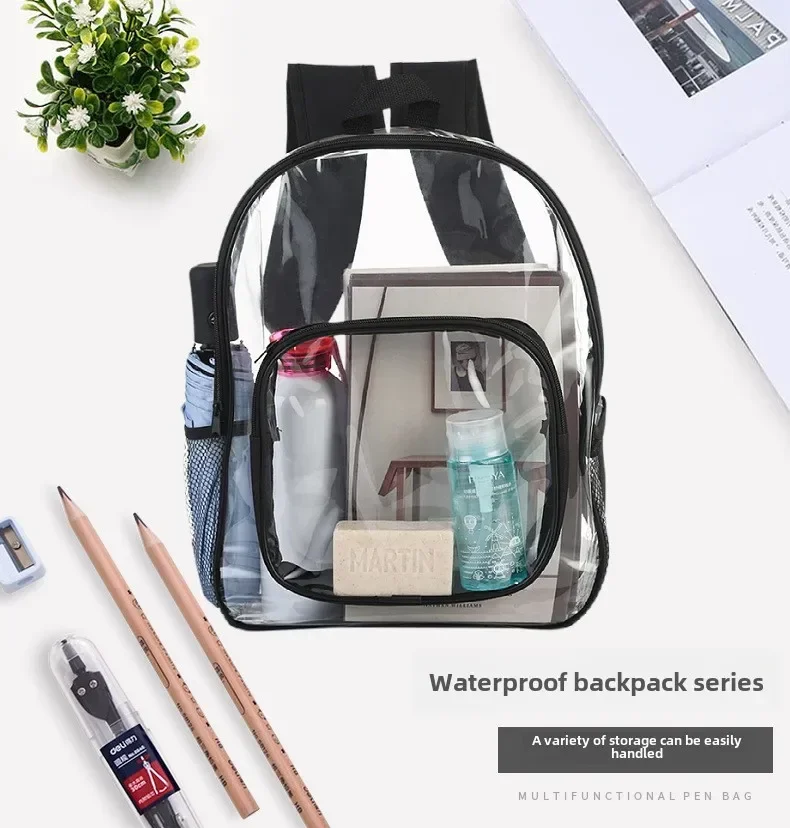 PVC Transparent Backpack Durable Clear Small Backpack Portable Lightweight Mini Cute Clear Bag for Work Outdoor Sports 2