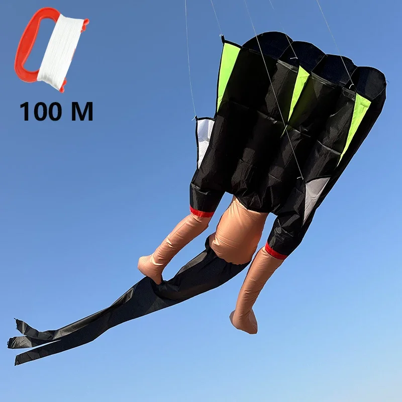 

0.6 * 2M 3 Color Fun Soft Kites Athlete Top Beach Kite Easy To Fly Soft Tear Resistant Holiday Gift Parent-child Sports Cometas