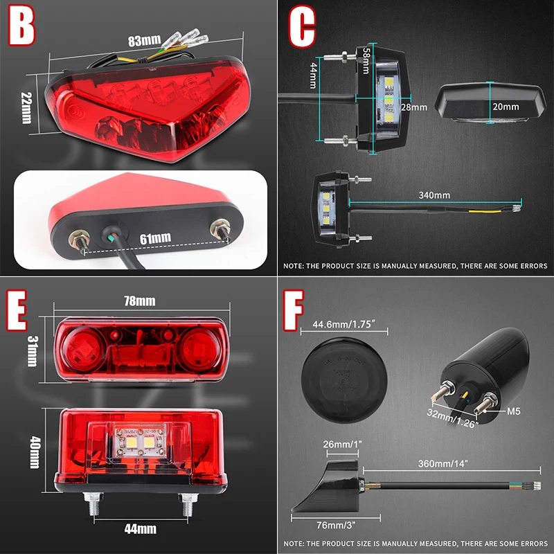 12V Motorcycle LED Brake Tail Light - Universal Fit For Scooters, Cafe Racers, Bobbers