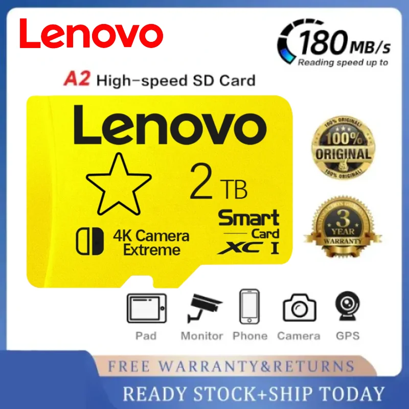 Lenovo Memory Card 2TB 1TB 512GB Micro TF SD Card 256GB SD Memory 128GB Storage for Nintendo Switch Ps5