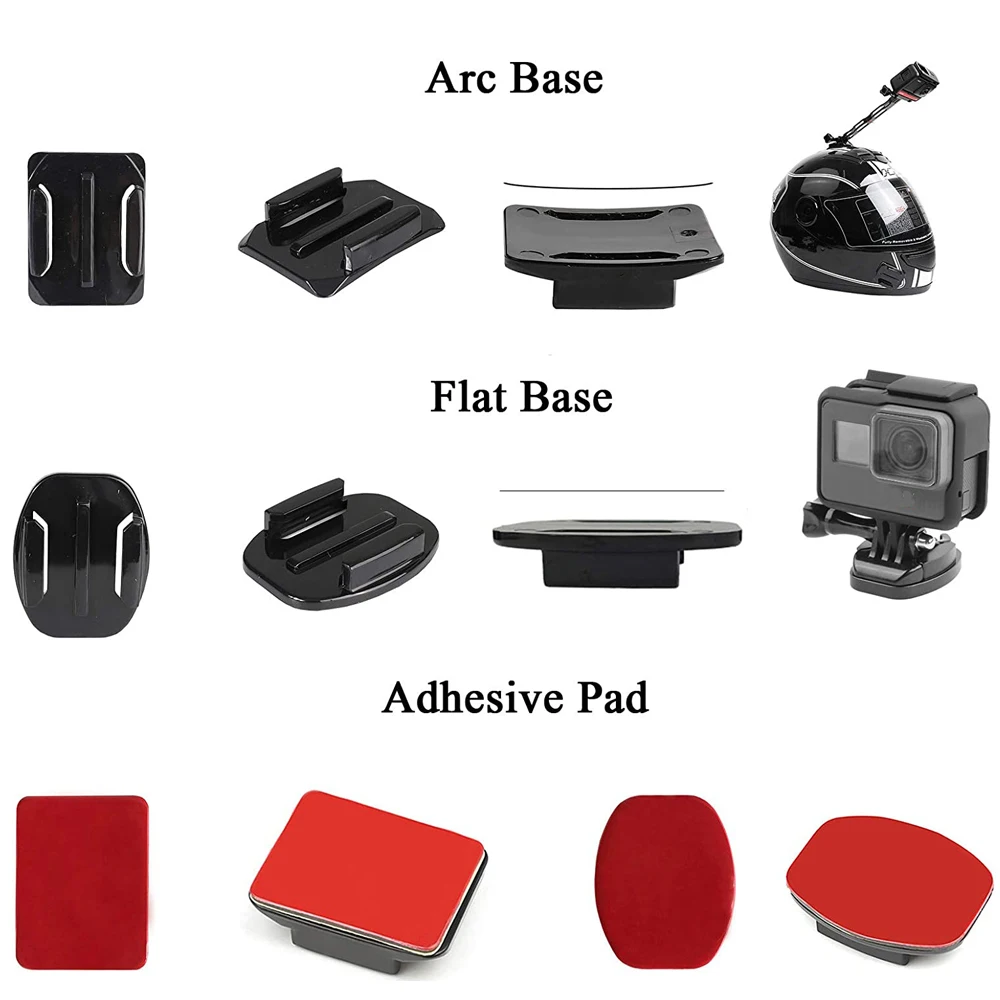 Support adhésif plat/courbé pour GoPro Hero 13-6, Insta360 X5-X3, DJI OSMO
