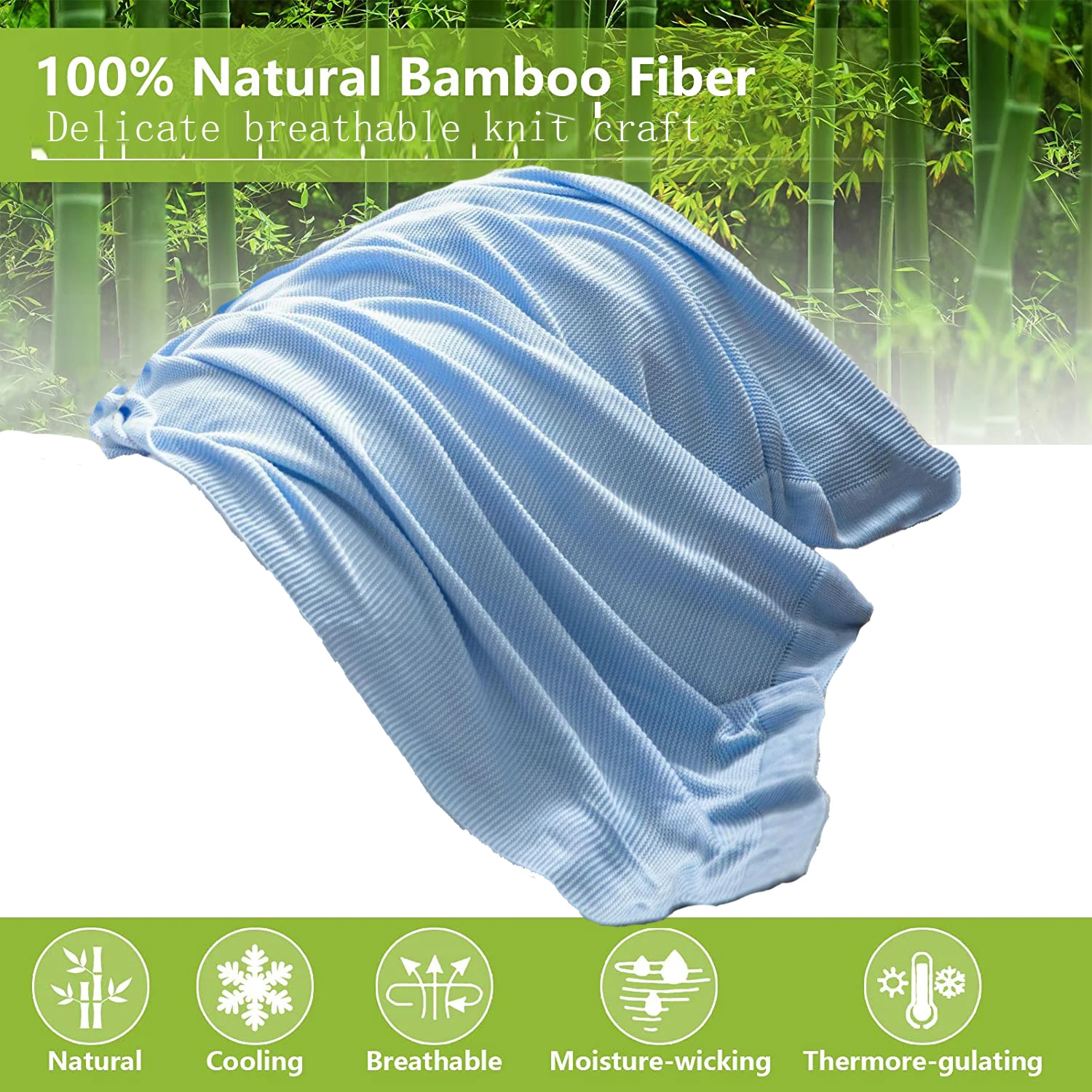 REGINA Bamboo Summer Cooling Throw Blanket For Hot Sleepers Air
