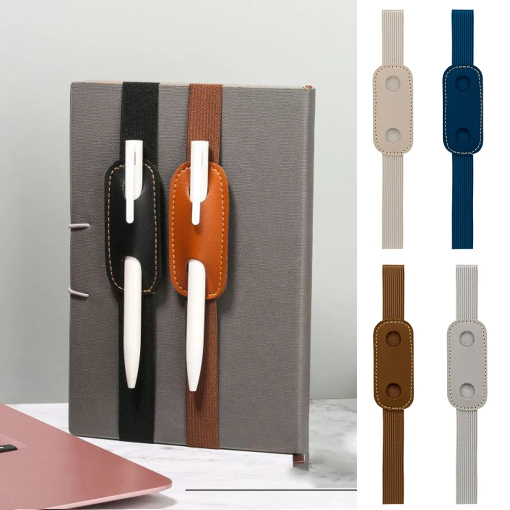 

1Pc Leather Self-adhesive Pen Holder Elastic Buckle IPad Capacitive Pen Holder Band Computer Business Style Stationery Organizer