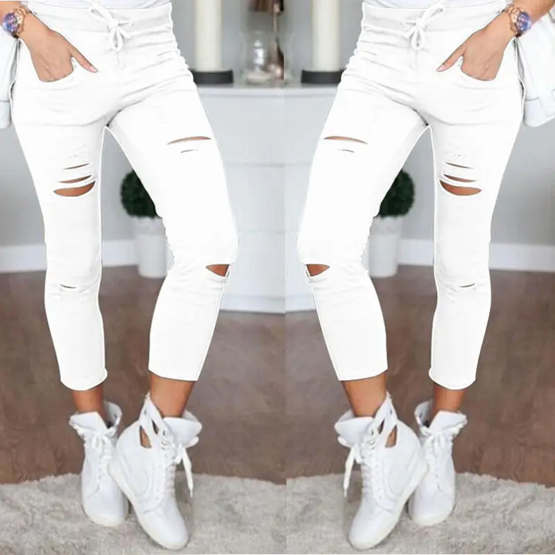 women's clothing Summer hot hole pants women's leggings Pencil carhartt pants Pants & Capris