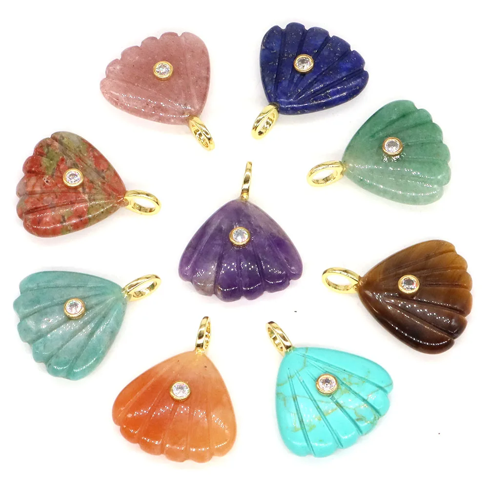 Scallop Shape Gemstone Pendant for DIY Jewelry Making - Image 2
