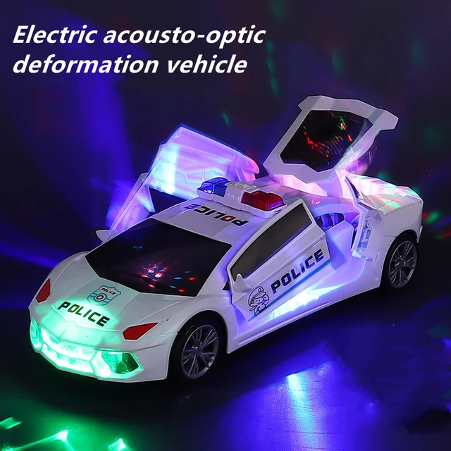 Dança elétrica deformação girando universal polícia carro música led luz  meninos legal brinquedo carro natal presente de aniversário - AliExpress