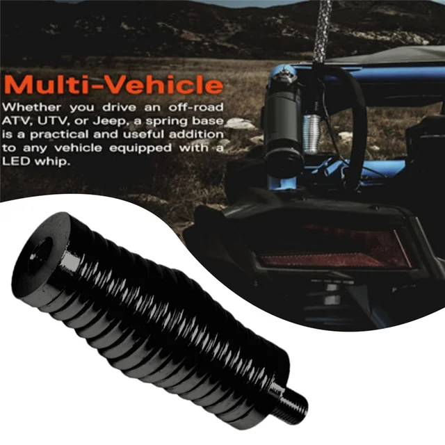 2-Piece Whip Antenna Spring Mounting Base - Heavy Duty Black For ATV UTV Jeep & Trucks