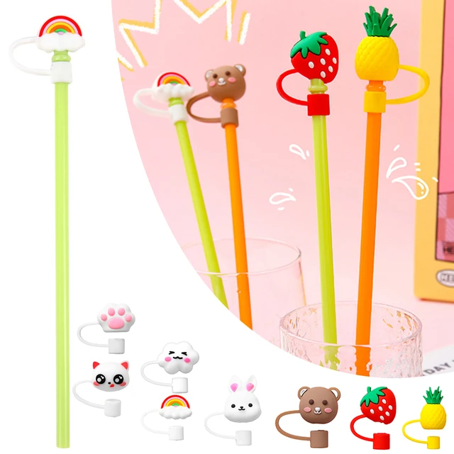 Dropship 1pc Straw Tips Cover; Lovely Cartoon Reusable Drinking