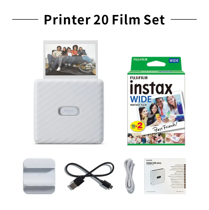 Fujifilm Instax Mini Link 2 - Impresora para teléfonos inteligentes,  paquete de película instantánea Instax Mini Twin Pack y 20 marcos de  calcomanías