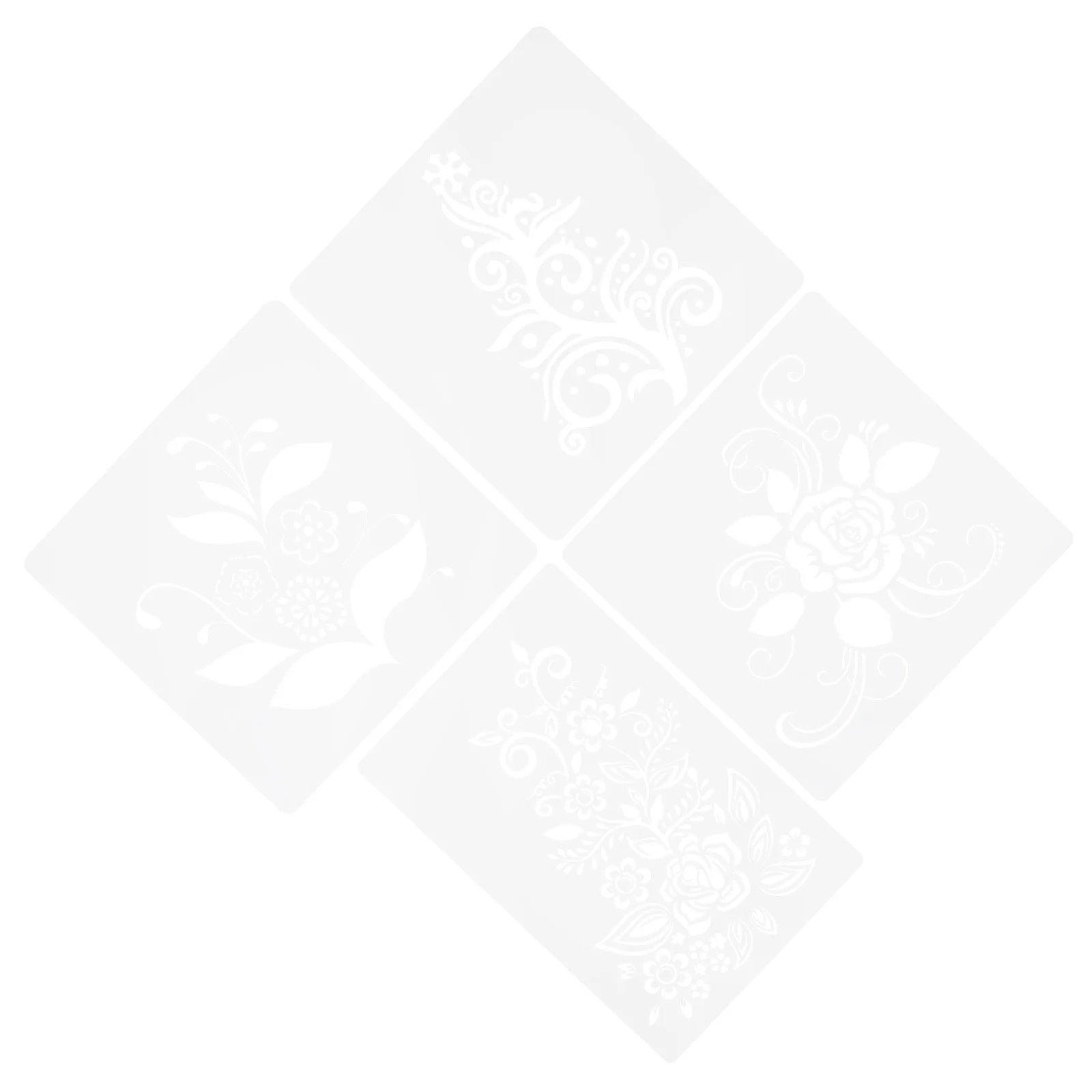 

4 Pcs Wall Painting Template Stencil Flower Stencils for Oil Hollow Out on Wood Molds The Pet Decorative Floral