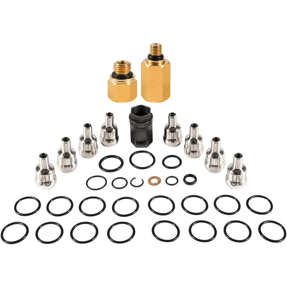 

High Pressure Oil Rail Ball Tube Repair Kit for Ford 6.0 Powerstroke Nipple Cup Socket Leak Test Kit 8 O-Rings Injector Seal kit