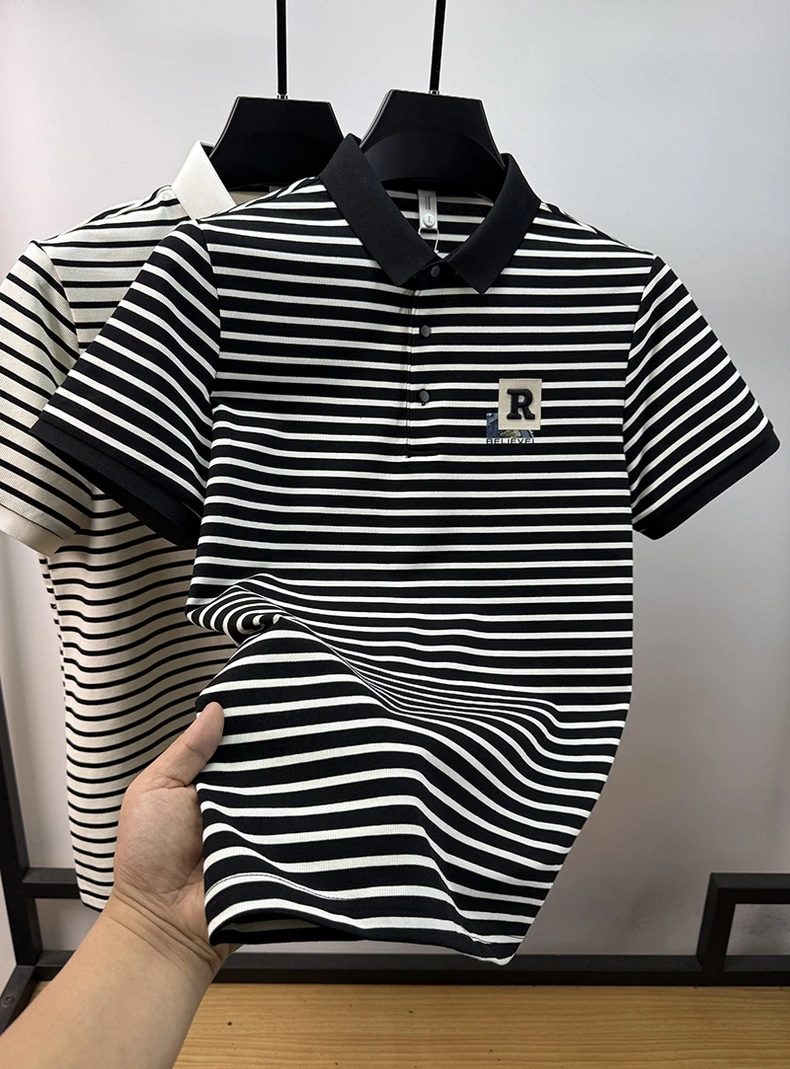 Fashion striped letter embroidered short sleeve polo shirt luxury brand summer new breathable lightweight men's casual T-shirt 14 S7d26578d73d14945bec31c2579d835f8v