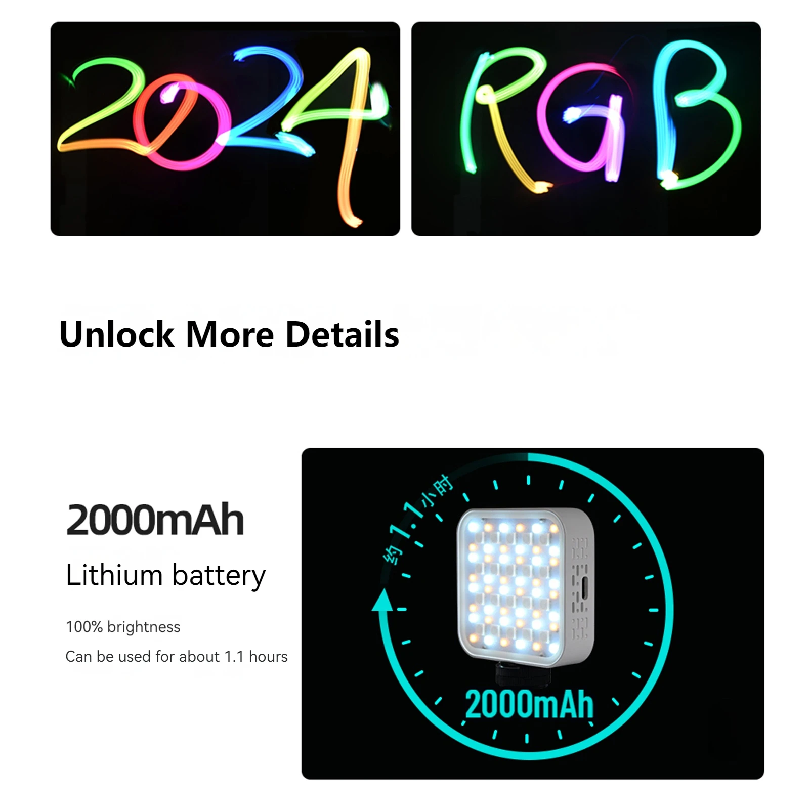 YONGNUO YN60RGB II 포켓 LED 조명, RGB 비디오 램프, 미니 사진 조명, 라이브 스트리밍 스튜디오 사진용, 2500K-9900K, 6W