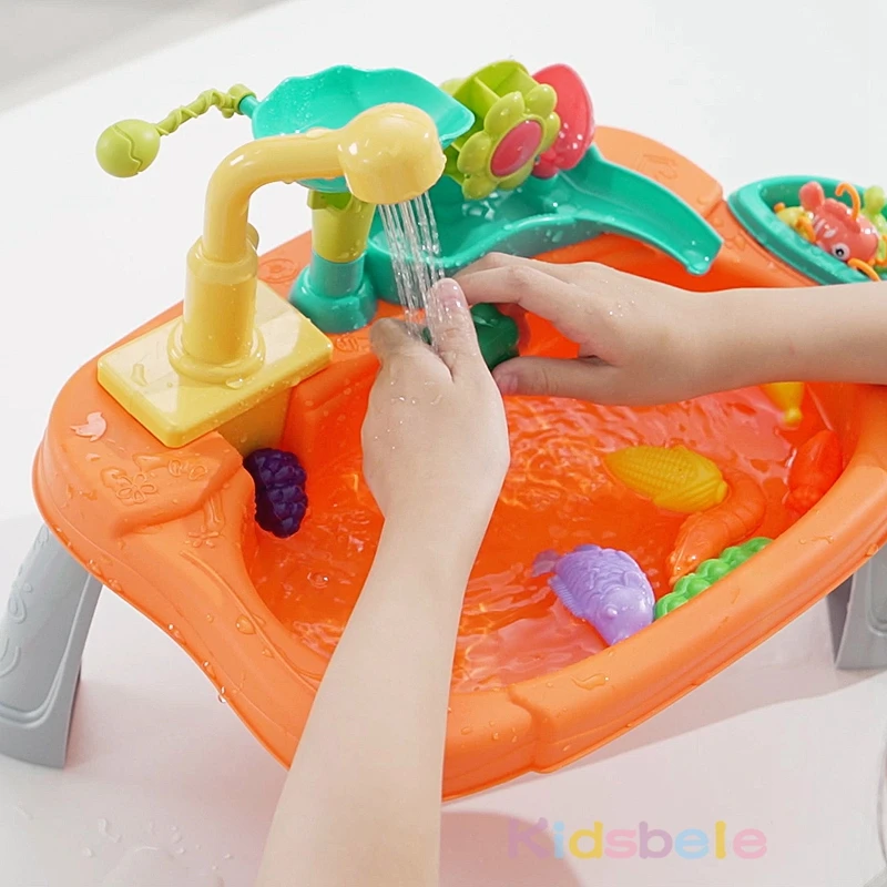 Kids Kitchen Sink Toys Electric Dishwasher Playing Toy With Running Water Pretend Play Food Fishing Toy Role Playing Girls Toys 1