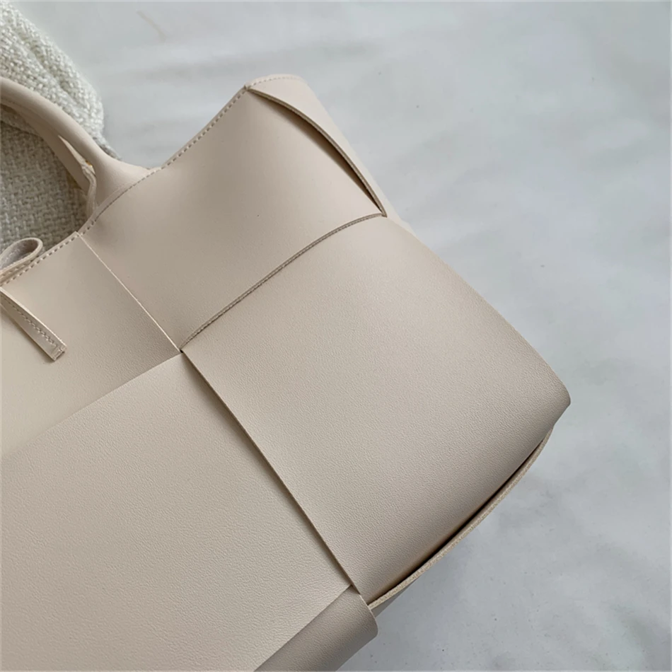 2 Set Weave Large Capacity Women's Tote Bags PU Leather Shoulder Bags for Women 2022 Fashion Lady Top-handle Bag Luxury Handbags