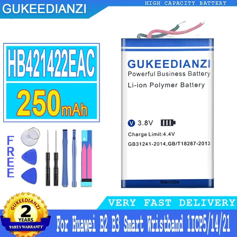 

HB421422EAC 250mAh Mobile Phone Battery For Huawei B2 B3 Smart Wristband 1ICP5/14/21 Digital Smartphon Batteries