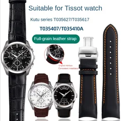 Watch Strap for 1853 Tissot Couturier T035 Genuine Leather Band T035410 T035407 T035617 Butterfly Clasp Men's Bracelet Wrist