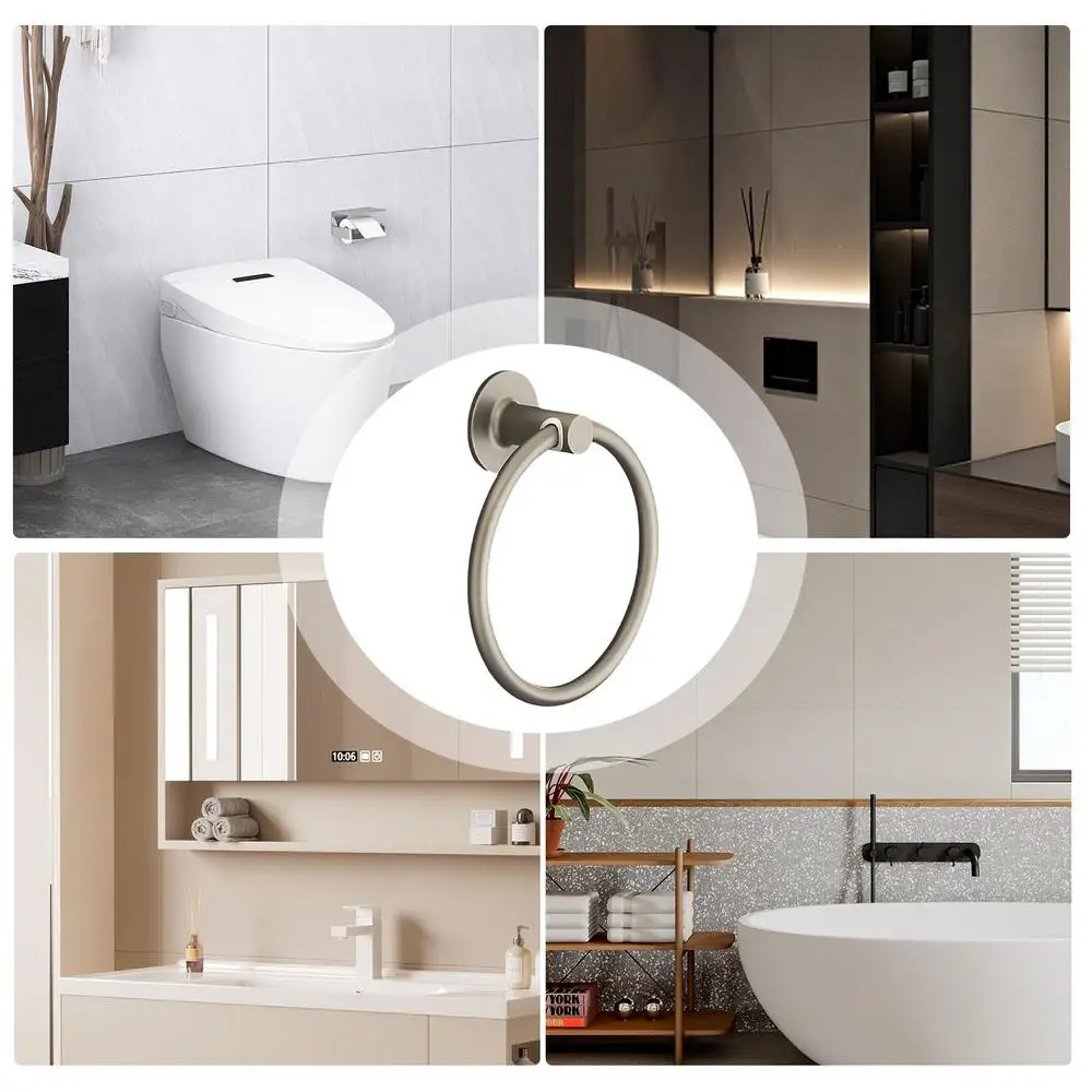 Description Picture 6 of itemBathroom Towel Holder Space Aluminum Wall Mount No Punching Easy Installation Round Towel Ring For Bathroom Kitchen