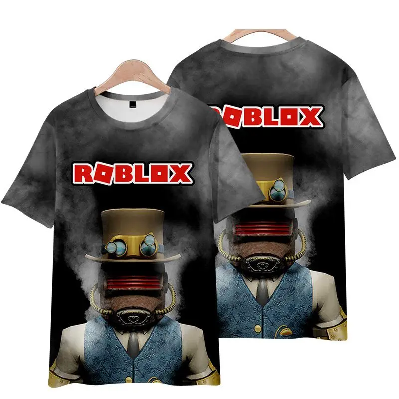 Jogo de desenhos animados masculino camiseta de manga curta, roupa solta de  meia manga, anime periférico, ROBLOX Mundo Virtual, tendência, emenda -  AliExpress