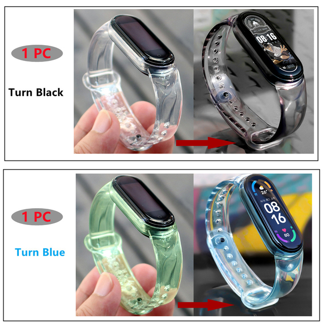 Color Change Strap For Xiaomi Mi band 5 6 Replacement Smart watchband Bracelet for Mi band 6 5 Strap Wristbands Pulseira