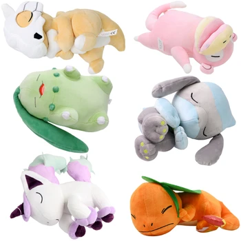 Pokemon Sleeping Cubone Chikorita Slowpoke Lucario Galarian Ponyta Soft Plush Toy Cute Sleep Eevee Charmander Peluche Doll 1