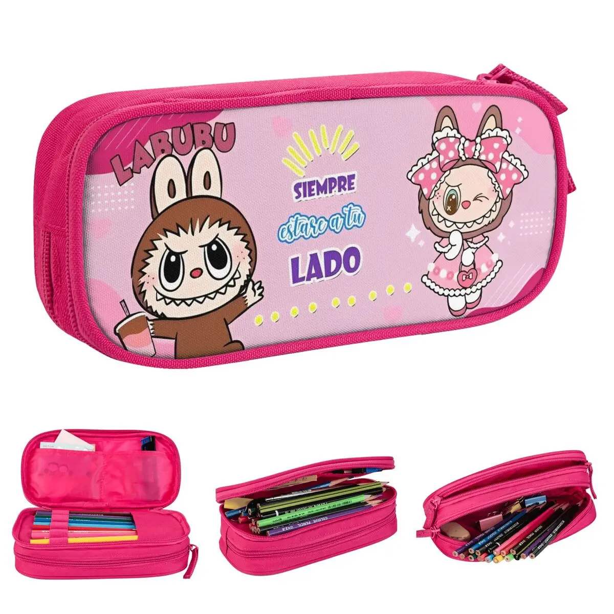 Popmart Pop Mart Labubu 연필 케이스 더블 레이어 대용량 사무용품 연필 상자 놀라운 선물