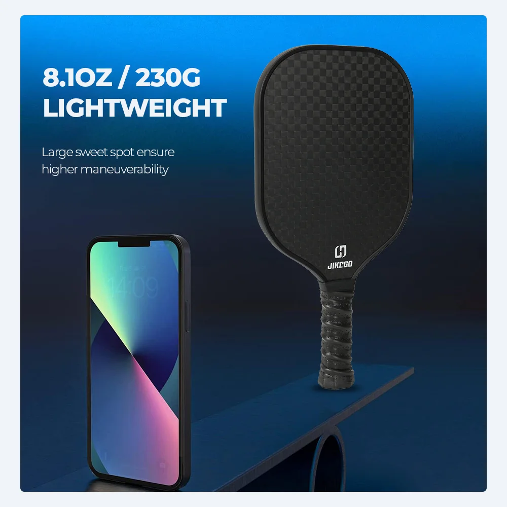 JIKEGO 12K Carbon Fiber Pickleball Racket 16mm Paddles Pickle Ball Racquet Cover Professional Men Women