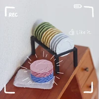 1/6 1/12 Nordic Style Tableware Mini Plate Pretend Play Food Miniature Dollhouse Kitchen Dinnerware Decoration Accessories Toy 1