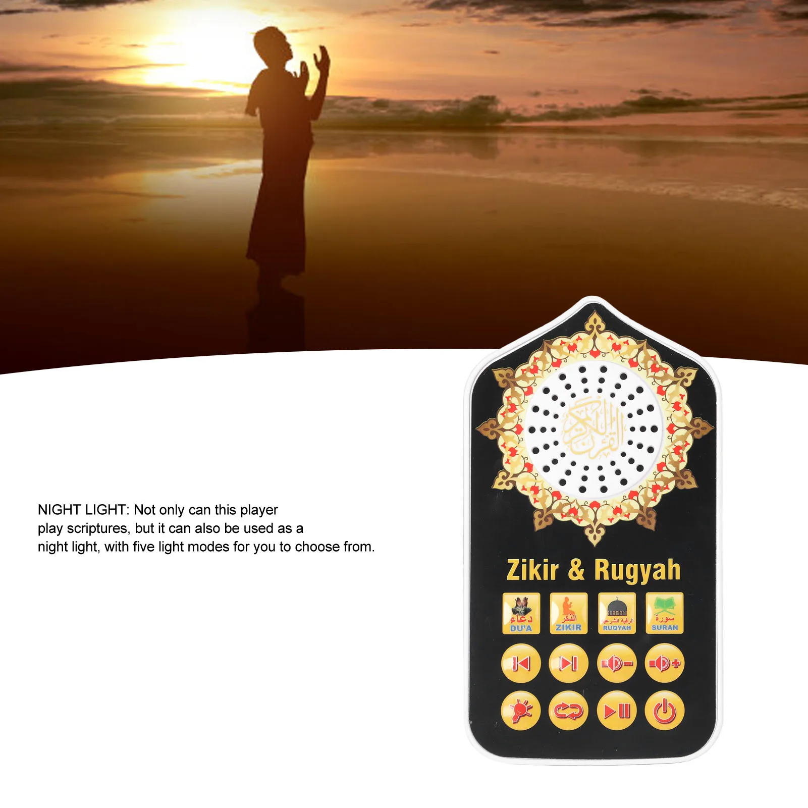 Hymn Audio Speaker Night Light Arabic Quran Audio Player With 140 Scriptures UK Plug
