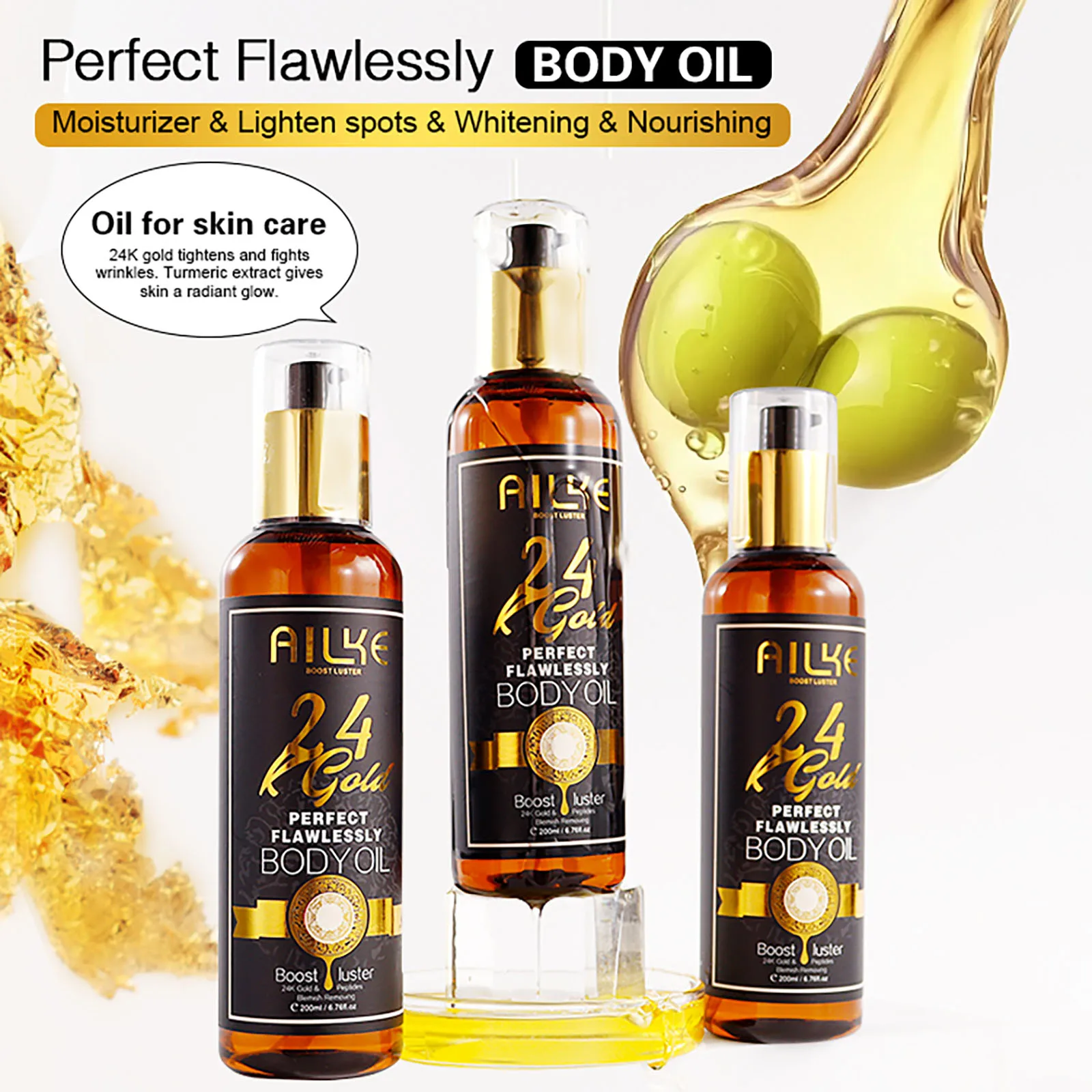 AILKE 24K Glod Flawlessly Skin Care Set, Whitening, Reduce Dark Spots, Pigmentation, Wrinkles, Moisturize, For All Skin Types 5
