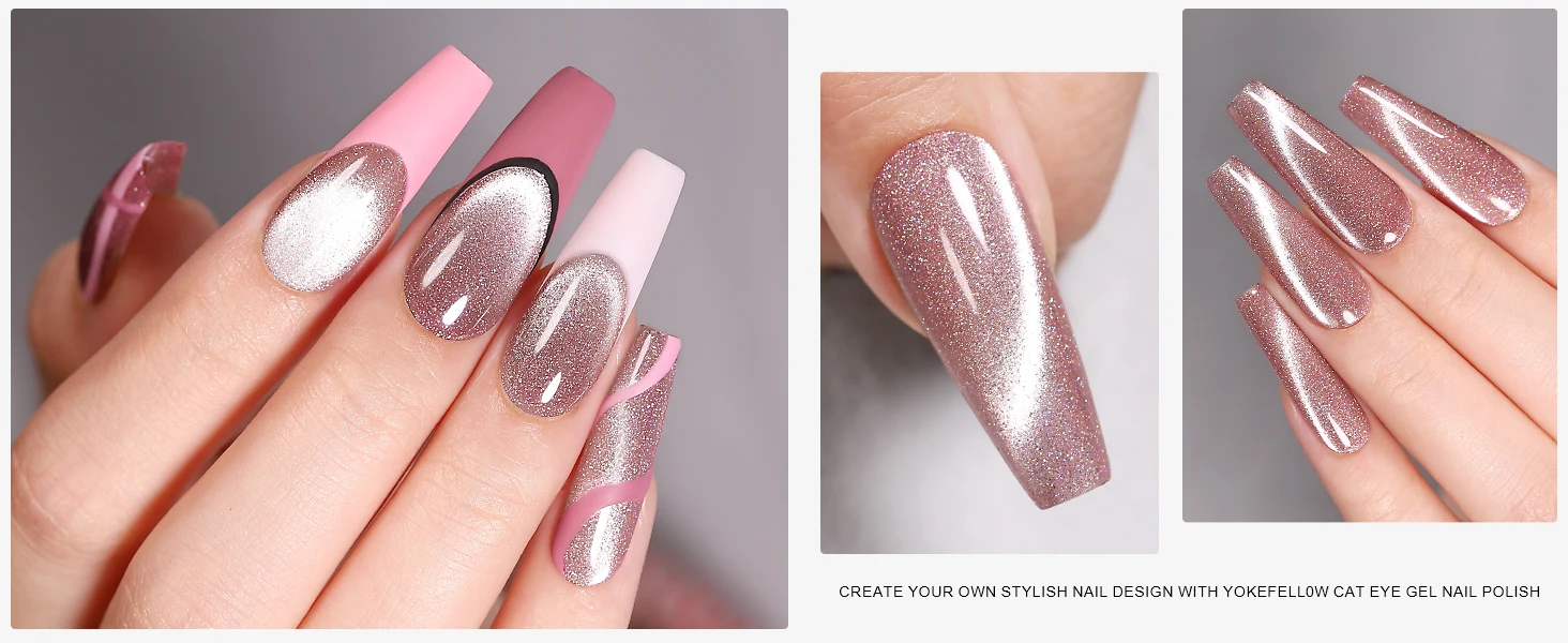 Description Picture 3 of itemYOKEFELLOW Cat Eye Gel Nail Polish 10Ml Brown 9D Holographic  Magnetic Professional Nail Gel Varnishes for Manicure salon DIY