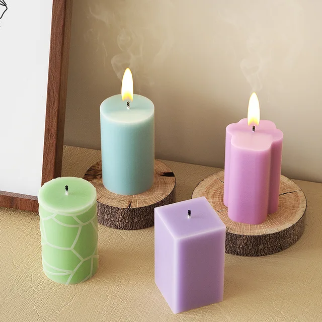 Geometry Column Silicone Mold for Candle Crack Stripe Cylinder Gypsum Making Tool Square Pillar Resin Moulds DIY Birthday Gifts 4