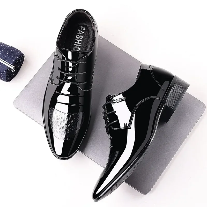 Mens Dress Shoes Men Dress Shoes Oxfords Patent Leather Shoes Lace Up Formal Leather Wedding Party