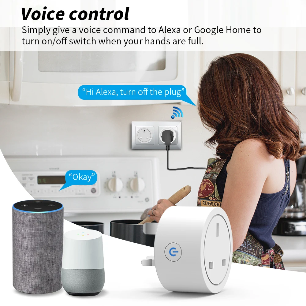 WiFi Smart Socket UK plug with eWeLink APP Control, RF Wireless remote control socket ,Timer socket,works with Alexa Google home 3
