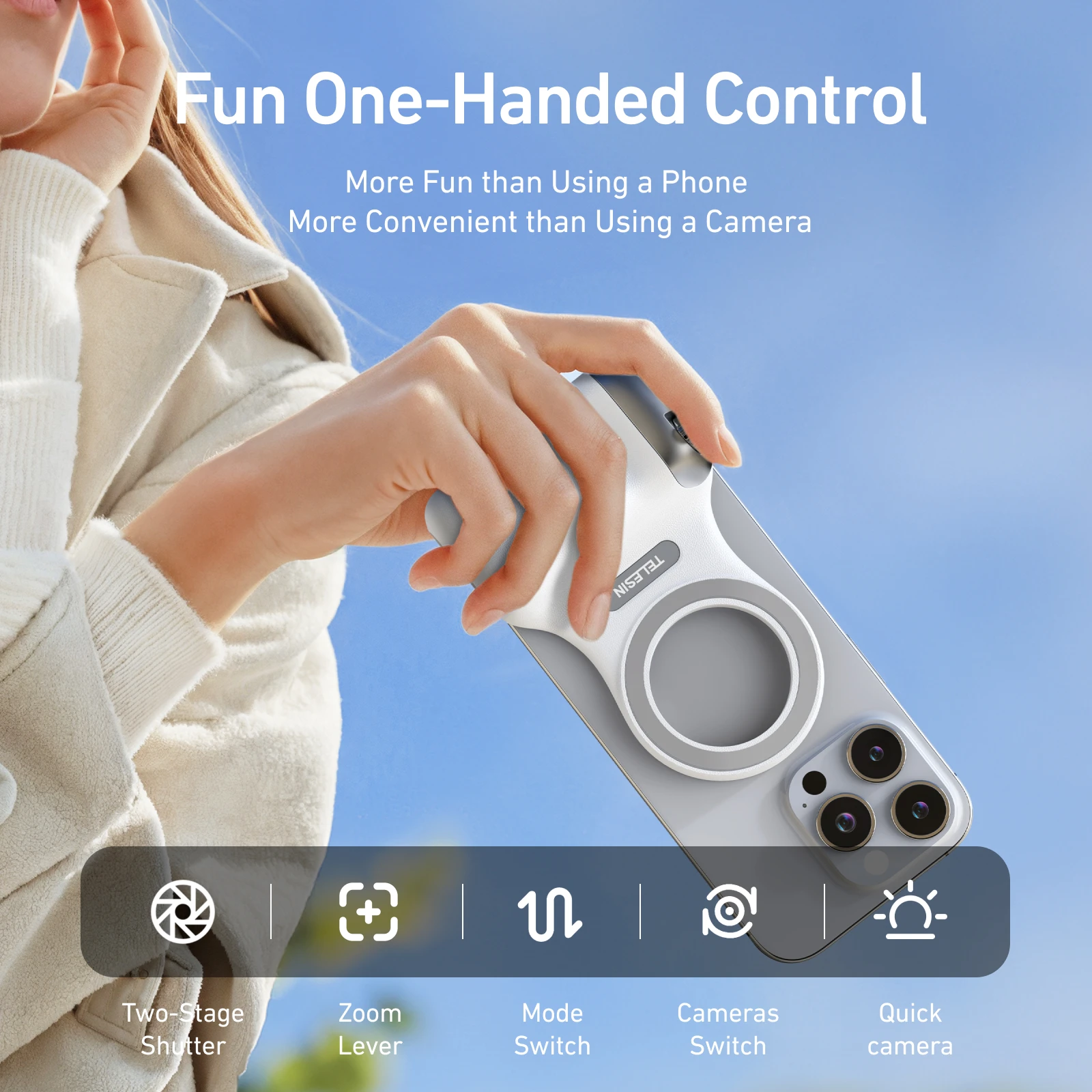 Magnetic Phone Trip Fun Shot Phone Grip Holder for Samsung/Android Smartphones Video Shooting Accessories