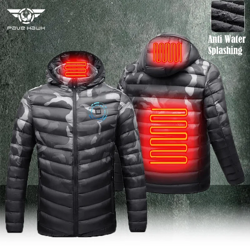 

Men Winter Warm USB Heating Jackets Hooded Parkas Smart Thermostat Detachable Casual Windbreaker Heated Waterproof Jacket Male