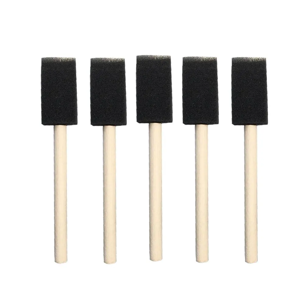 25Pcs 페인팅 스폰지 브러쉬 세트(비스듬한 폴리우레탄 팁 포함) 나무 손잡이 아크릴 페인트 얼룩 바니시용 어린이 미술 공예 도구