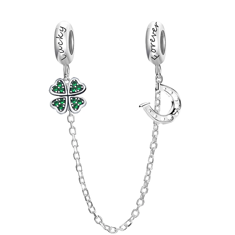 Orginal 925 Sterling Silver Spacer Stopper Clasp Clip Charms Bead Pendant Safety Chain Fit Pan Bracelets DIY Fine Jewelry 3