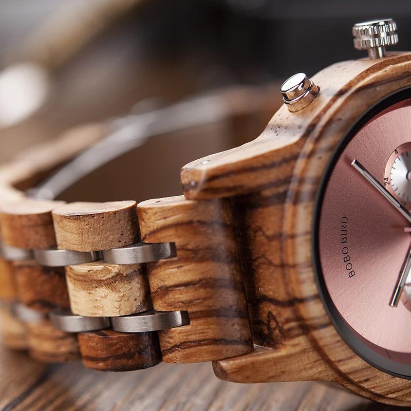 BOBO BIRD Women Watches Luxury Chronograph Watch with Auto Date Versatile Ladies Wooden Timepieces Custom Couple Quartz Watch 4