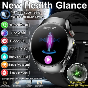 2026 New For Health AI Diagnosis Uric Acid Smart Watch Men ECG+PPG Blood Lipids Blood pressure HD BT Call Fitness Smart Watch
