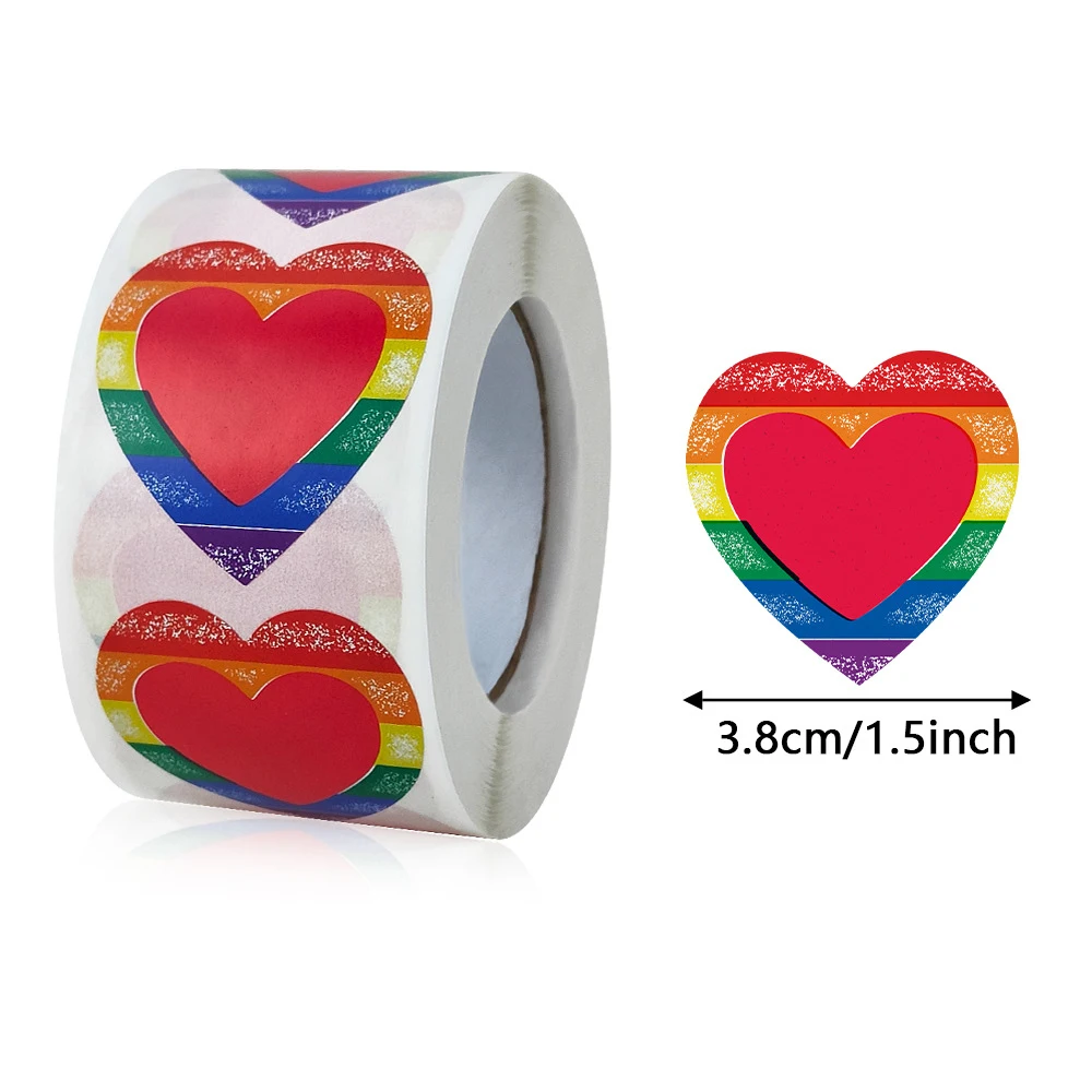 500pcs Pretty Heart Shape Labels Valentine's Day Paper Packaging Sticker Candy Dragee Bag Gift Box Packing Bag Wedding Stickers