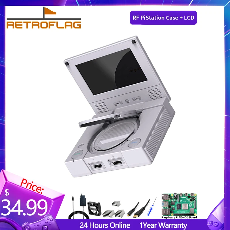 

Retroflag PiStation Case+LCD With SD Card Slot Supports Safe Shutdown and Reset Equipped With Raspberry Pi4 motherboard-in Stock