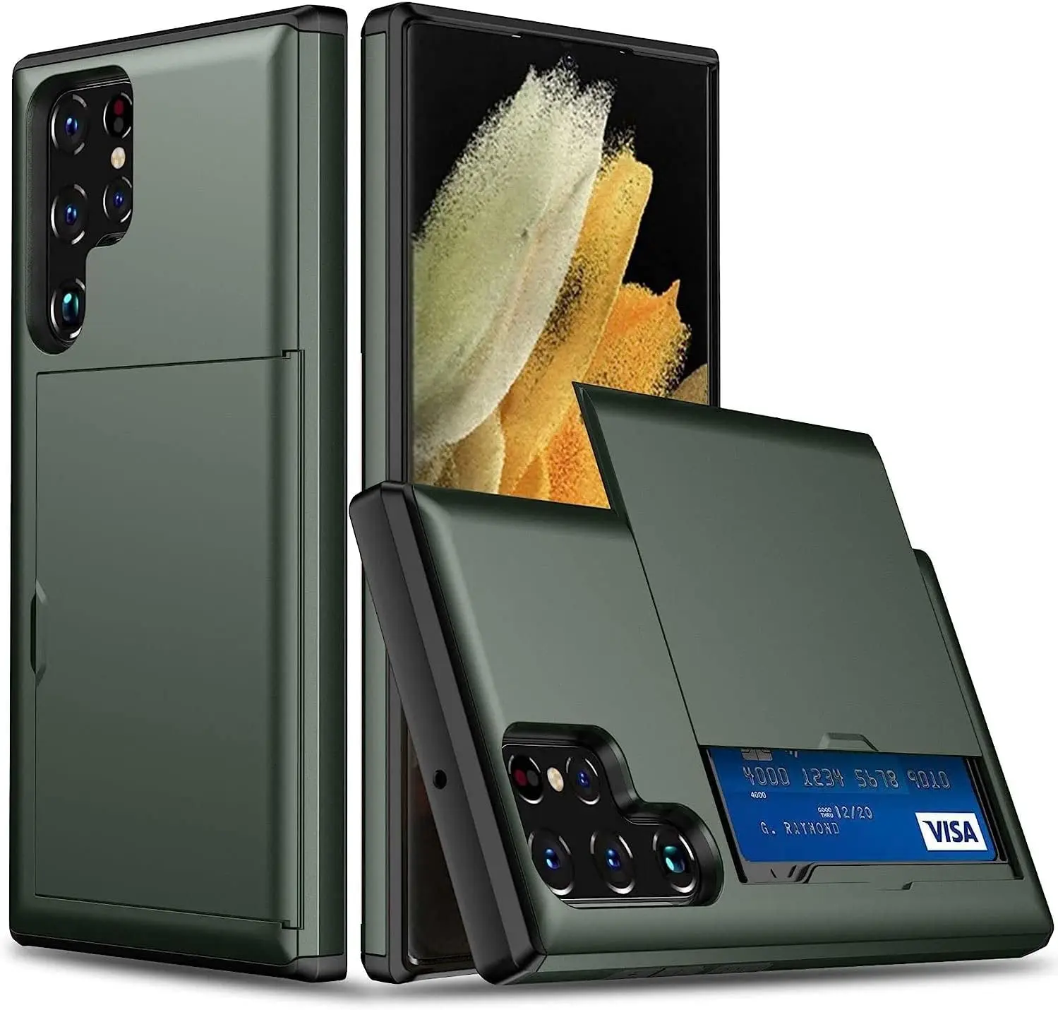 

Чехол для Samsung Galaxy S22 S23 военный класс защита от падения бумажник чехол со скрытым слотом для карт Ударопрочный ПК силиконовый чехол