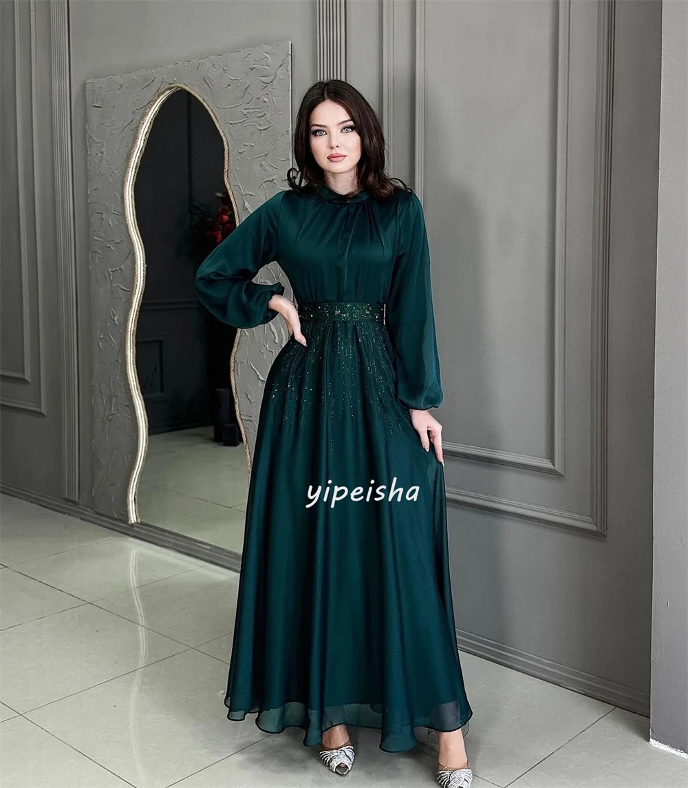 Customized Chiffon Pleat Sequined Ruched A-line O-Neck Midi Dresses  Quinceanera Dresses Exquisite Unisex Simple Elegant - AliExpress 320