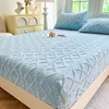 1 pc Fitted Bed Sheet for Winter Thick Warm sabanas Queen Size Solid Color Flannel Fleece Fluffy Bed Cover King Size Bed Sheets 2