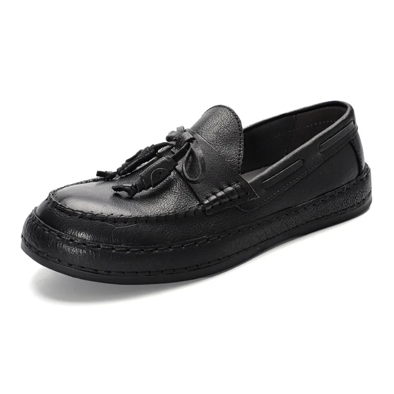 EURO Size Super Soft Genuine Leather Men's Bow-knot Loafer Leisure Businessman Concise Driving Car Shoes Lighweight Flats