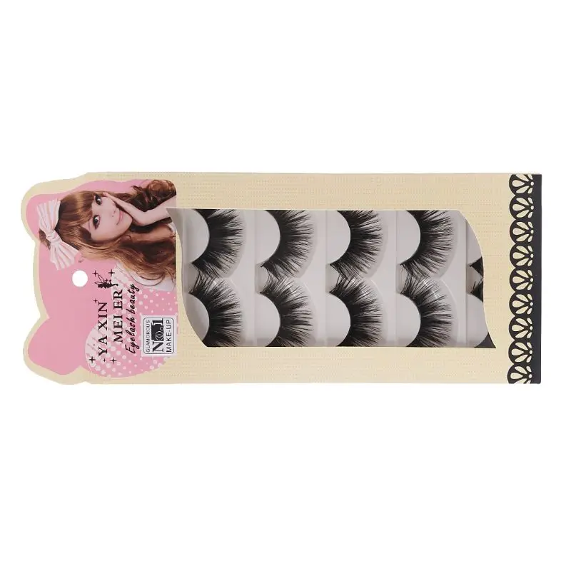 5 Pairs Makeup Long Black Natural Handmade Thick Soft False Eyelashes Eye Lashes R3MF