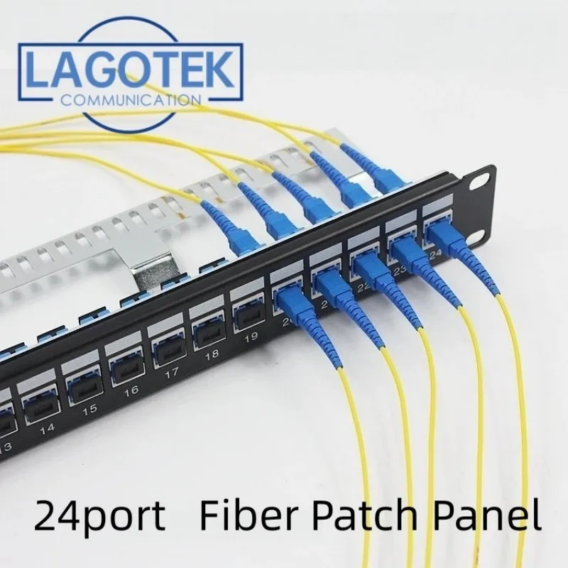 LC 듀플렉스 스트레이트 스루 파이버 패치 패널, Sc LC 어댑터, 분배 프레임 파이버 키스톤 잭, 1U 19 인치 24 포트