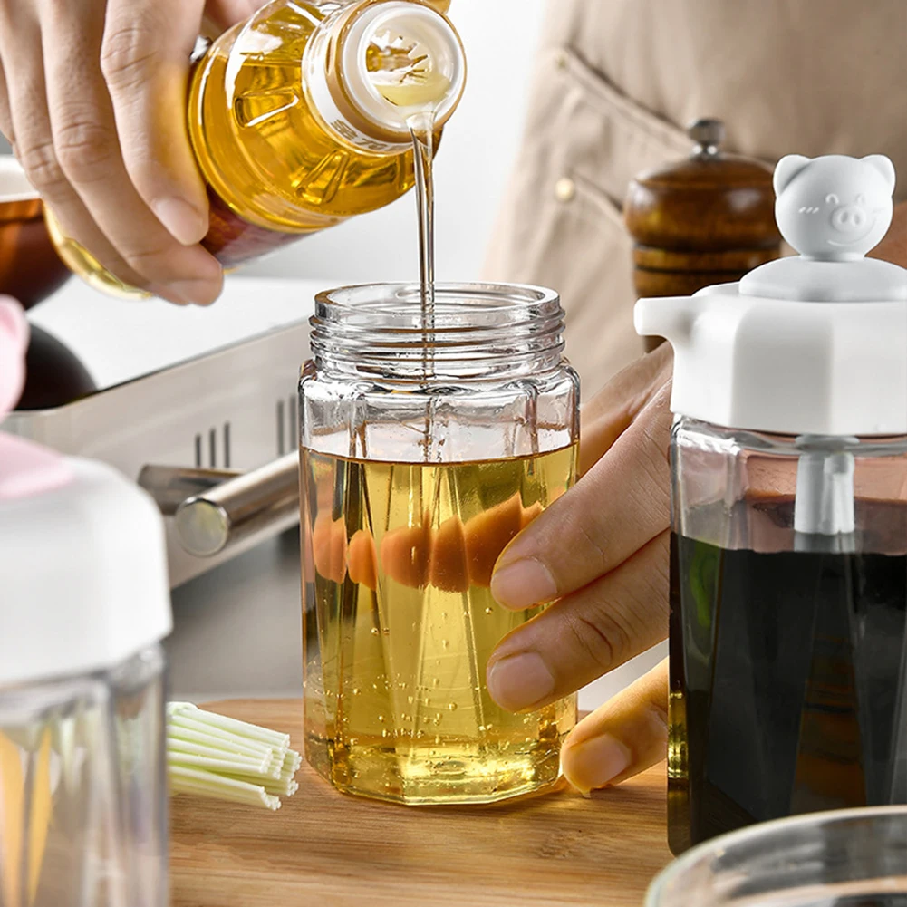 Cooking Oil Bottle With Silicone Brush Seasoning Sauce Bottle Glass Storage Bottles For Spice Glass Oil Container Kitchen Tools