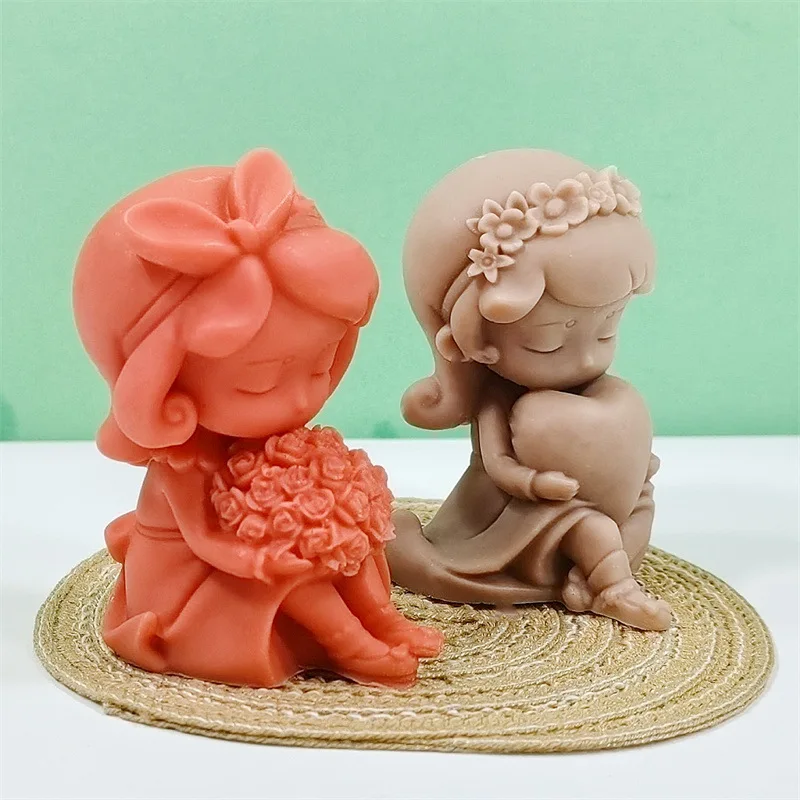 Pray Sitting Princess Anne Stampo In Silicone Forma In Gesso Fai Da Te Fatti A Mano In Gesso Ornamenti Per Candele Artigianato Stampo Fabbricazione Re